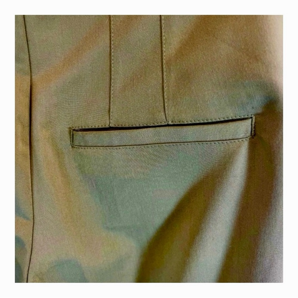 Free People Green Pleated Wide Leg Trousers, Rear Belt, Ankle Pleat, Size 2 - Picture 8 of 14